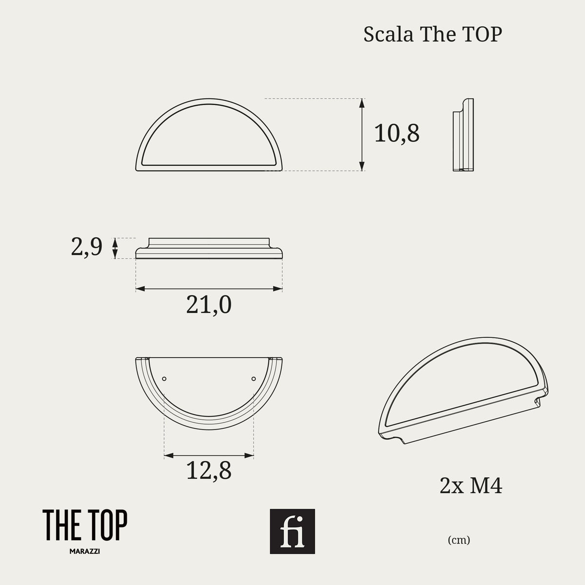 Uchwyt meblowy Scala The TOP – wymiary, rysunek techniczny